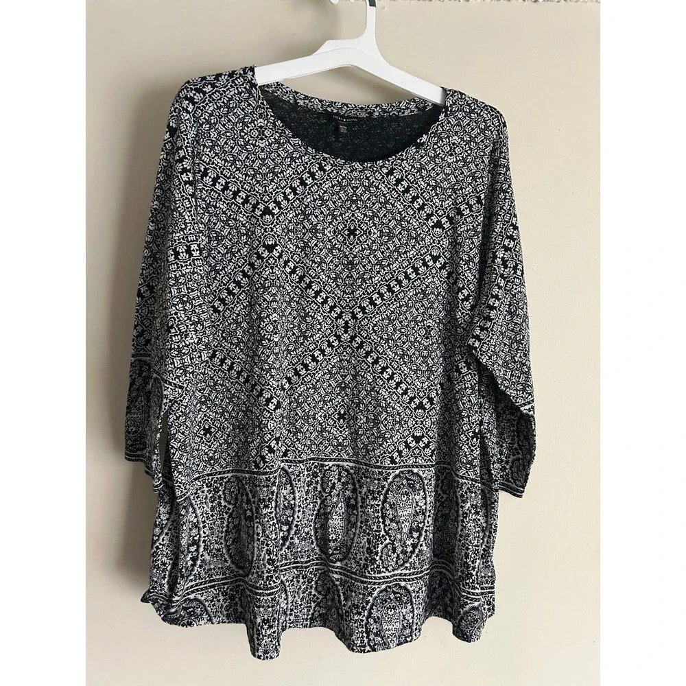 Lucky Brand Top Floral Paisley Print Peasant Boho Top plus 3X